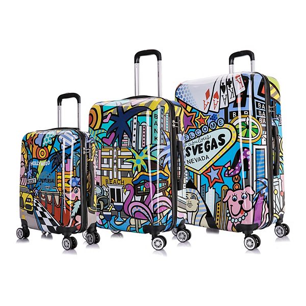 InUSA Prints Cities 3-Piece Hardside Spinner Luggage Set - Multi