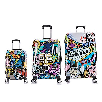 InUSA Prints Cities 3-Piece Hardside Spinner Luggage Set