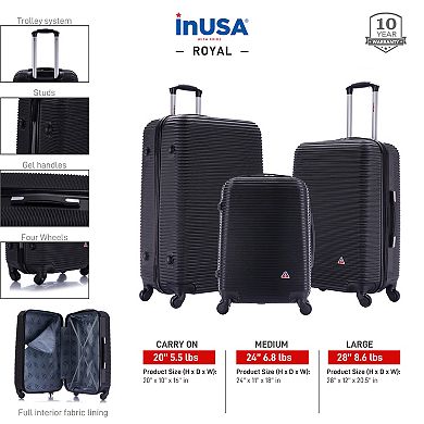 InUSA Royal 3-Piece Hardside Spinner Luggage Set