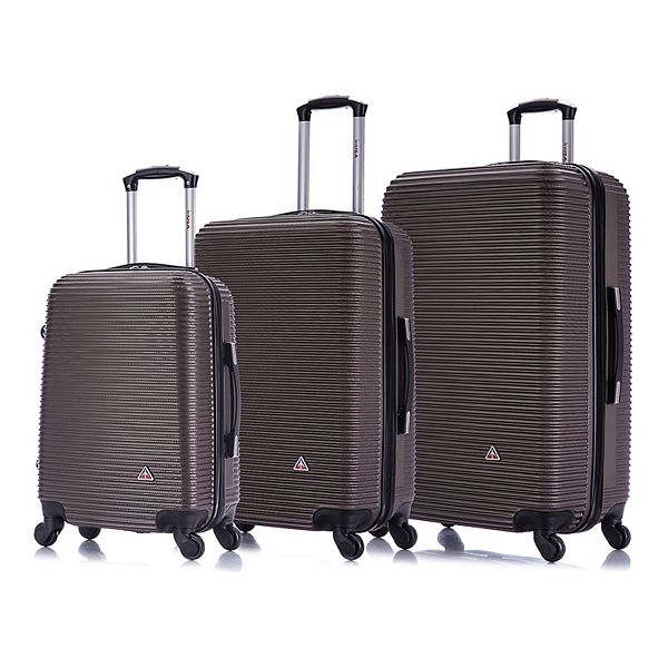 InUSA Royal 3-Piece Plastic Luggage Set, Brown (IUROYSML-BRO)