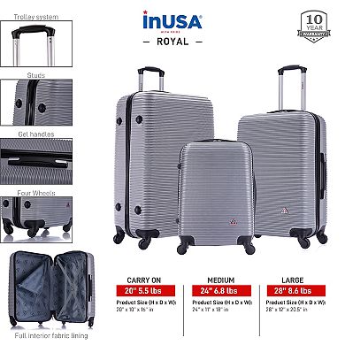 InUSA Royal 3-Piece Hardside Spinner Luggage Set