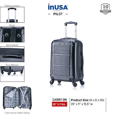 InUSA Pilot 20-Inch Carry-On Hardside Spinner Luggage