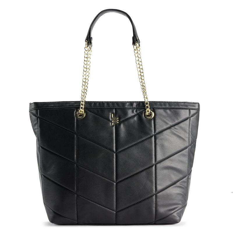 London Fog Azalea Quilted Tote Bag, Black