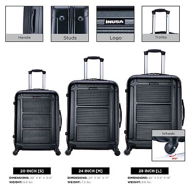 InUSA Pilot 3-Piece Hardside Spinner Luggage Set