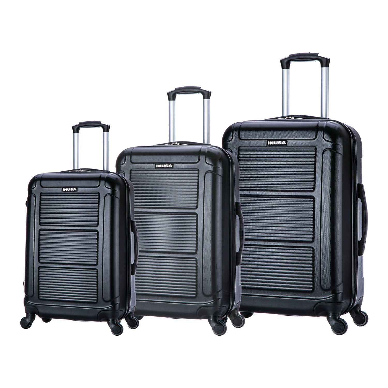 InUSA Pilot 3-Piece Hardside Spinner Luggage Set - Black