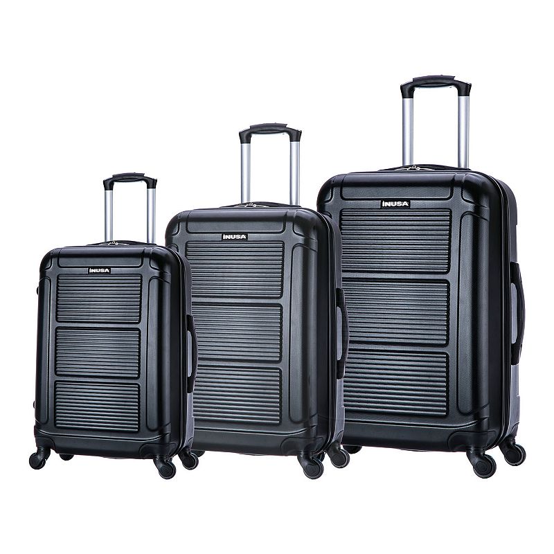 UPC 810003371966 product image for InUSA Pilot 3-Piece Hardside Spinner Luggage Set, Black | upcitemdb.com