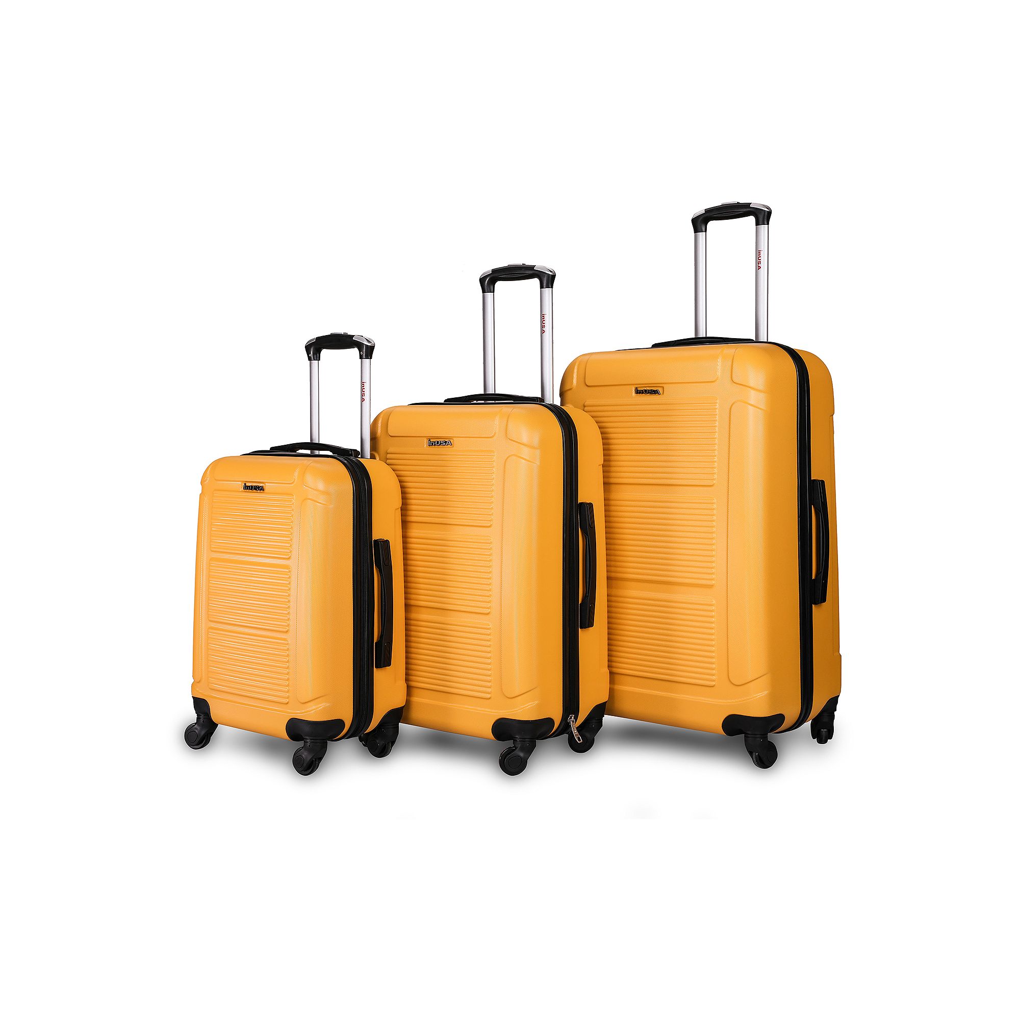 InUSA Pilot 3-Piece Hardside Spinner Luggage Set, Yellow