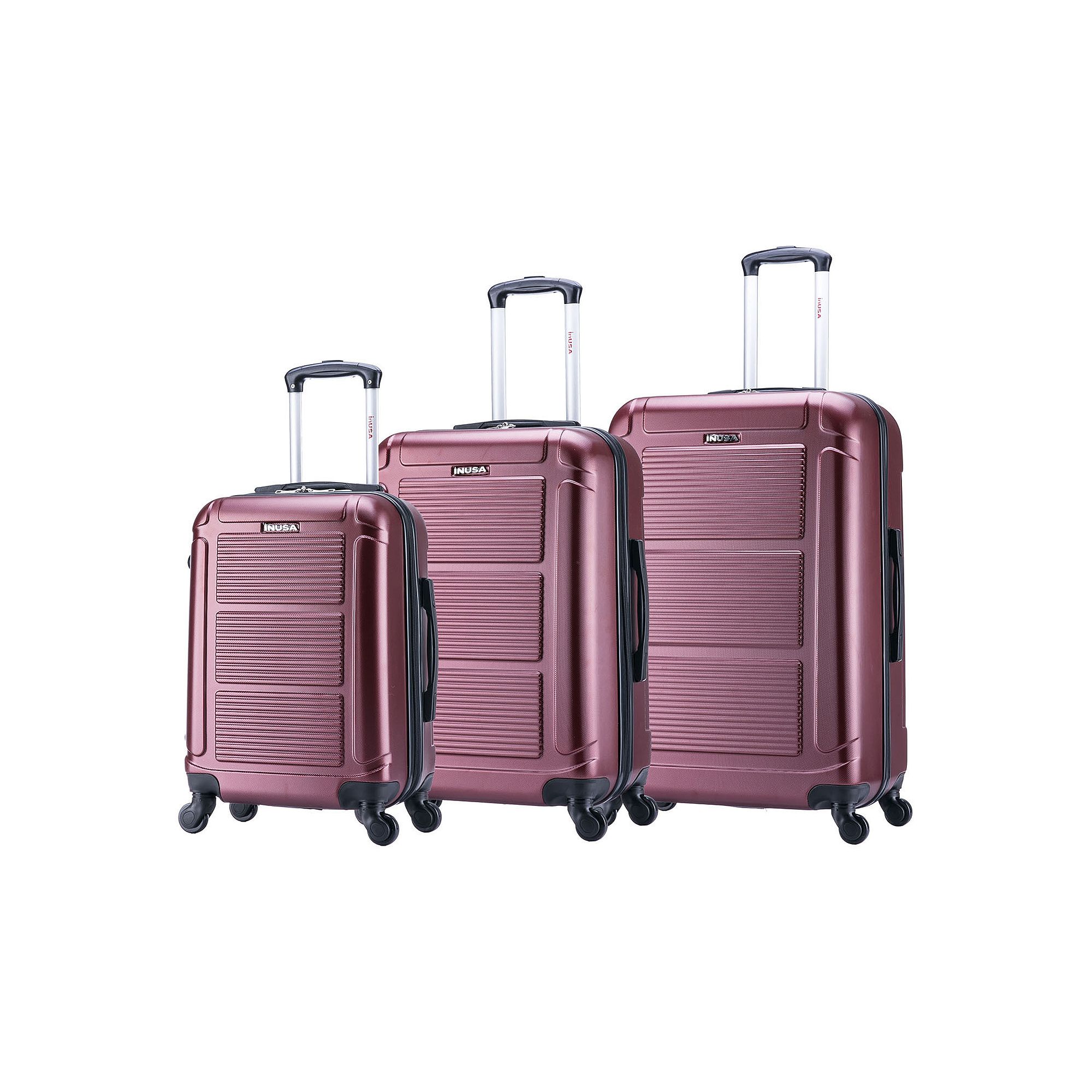 InUSA Pilot 3-Piece Hardside Spinner Luggage Set, Red