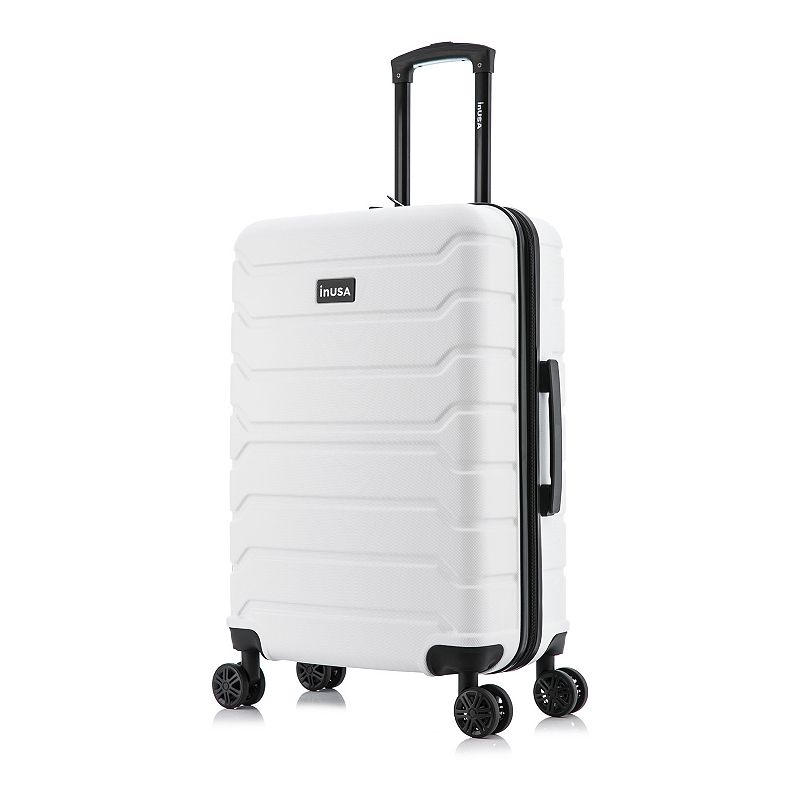 InUSA Trend Lightweight Hardside Medium Checked Spinner Suitcase - White