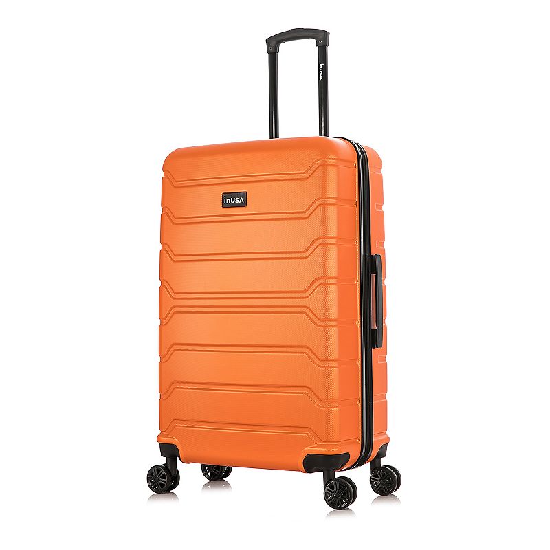 InUSA Trend Lightweight Hardside Large Checked Spinner Suitcase - Orange