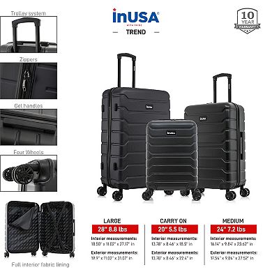 InUSA Trend 3-Piece Hardside Spinner Luggage Set