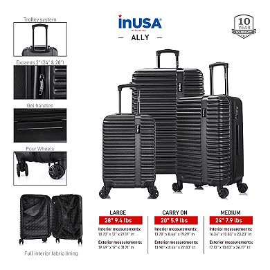 InUSA Ally 3-Piece Hardside Spinner Luggage Set