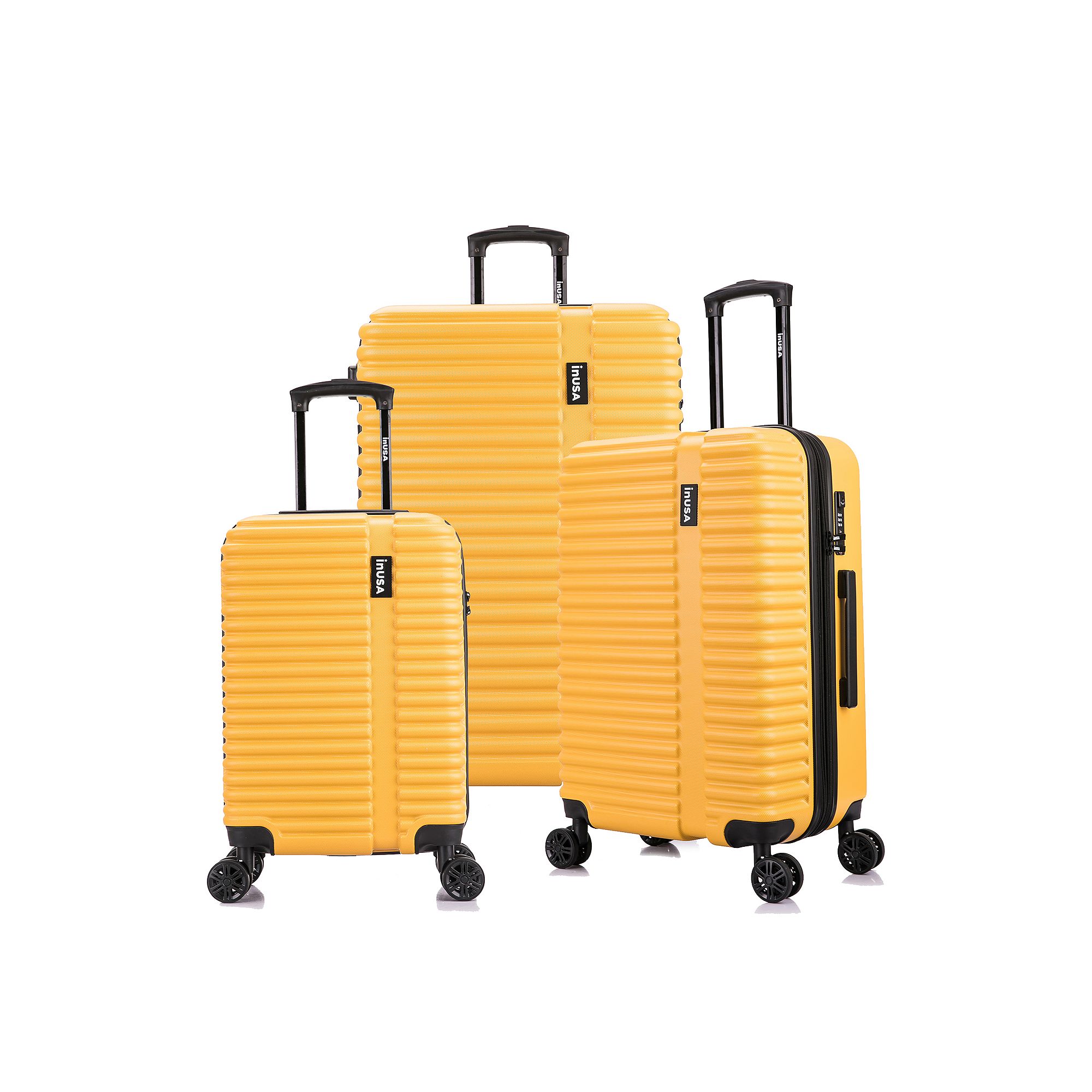 InUSA Ally 3-Piece Hardside Spinner Luggage Set, Orange
