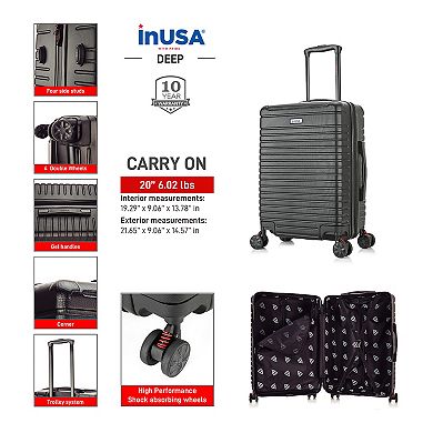 InUSA Deep 20-Inch Carry-On Hardside Spinner Luggage