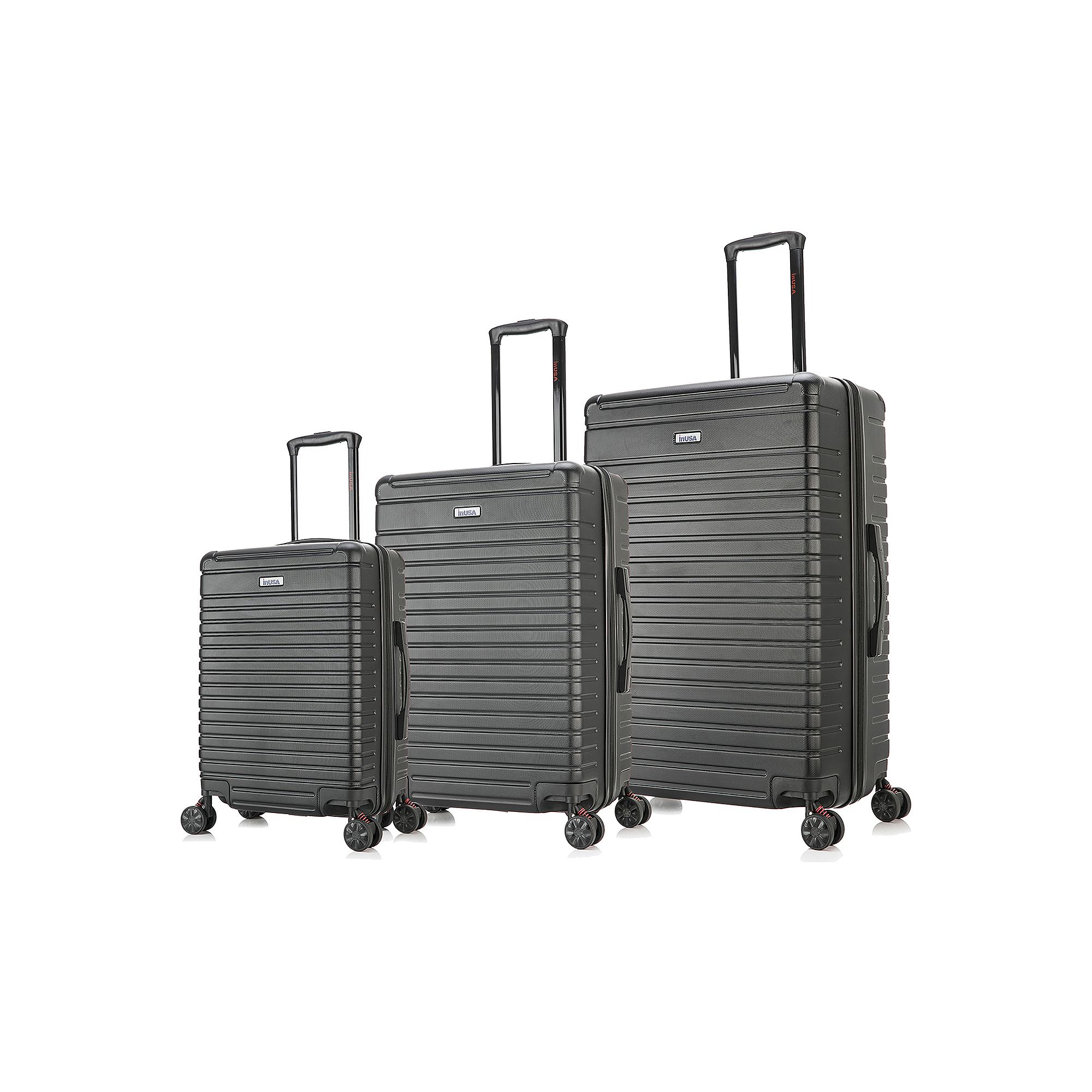 InUSA Deep 3-Piece Hardside Spinner Luggage Set, Black