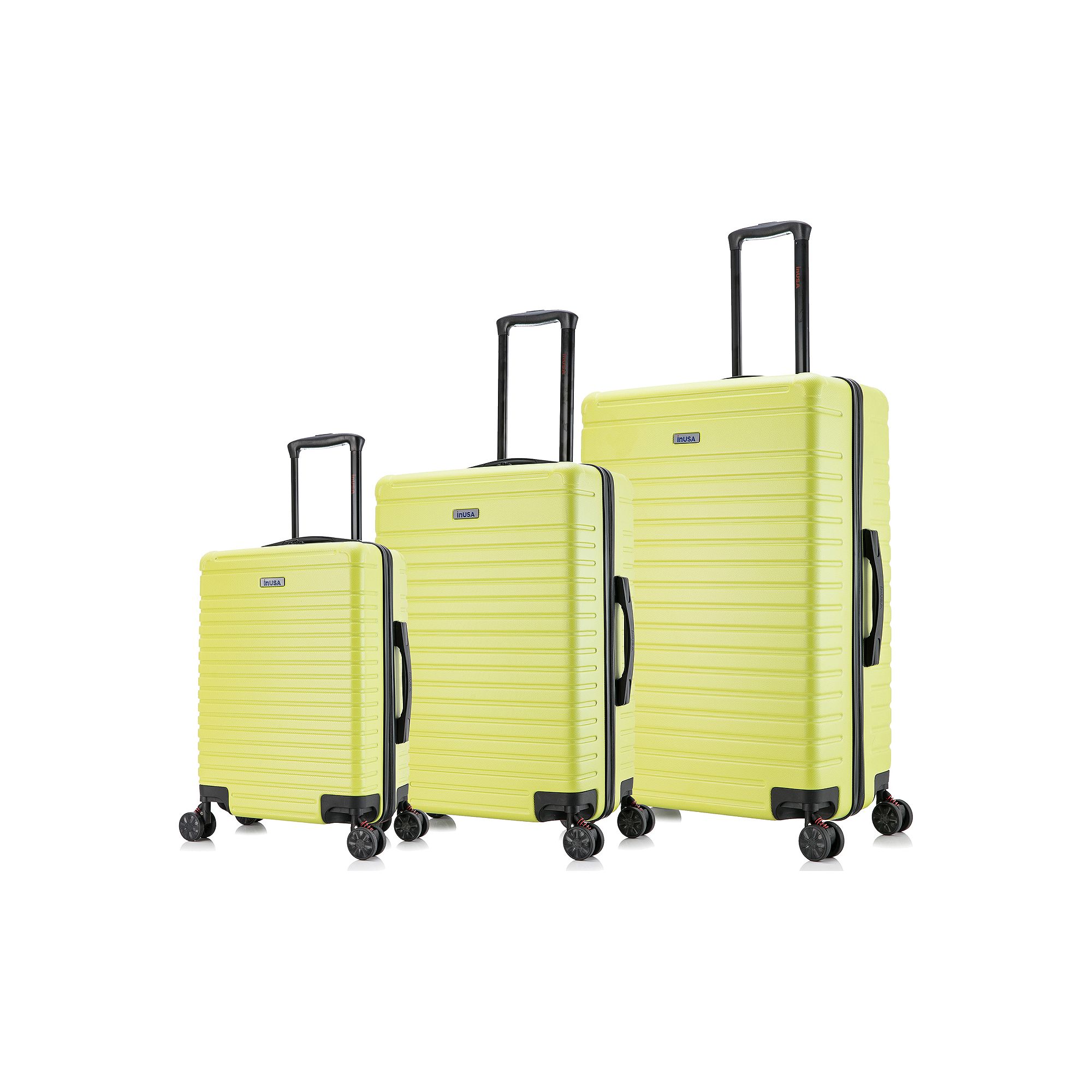 InUSA Deep 3-Piece Hardside Spinner Luggage Set, Green