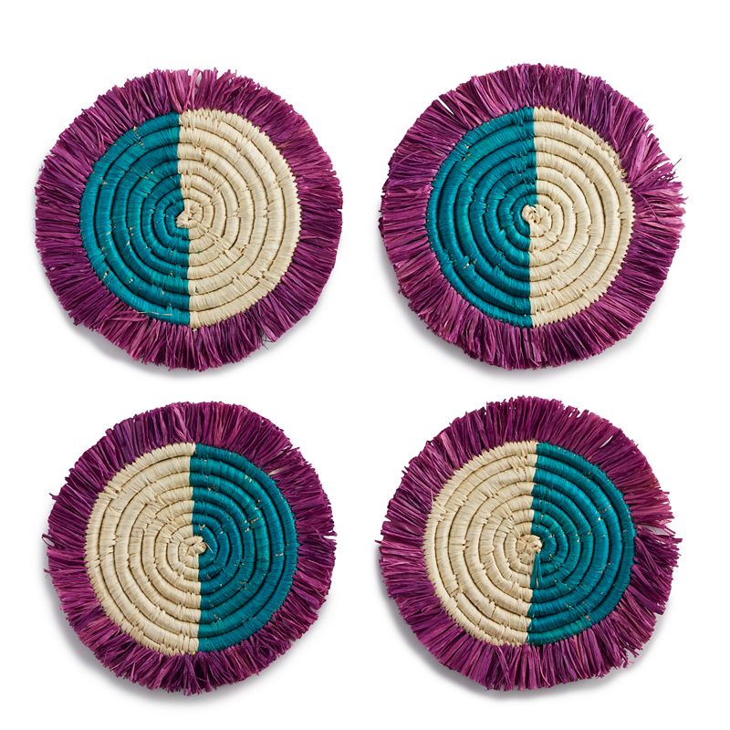 Sonoma Community African Woven Coasters With Fringe, Multicolor