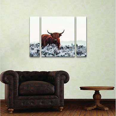 Highland Cow Canvas Wall Art 3-piece Set