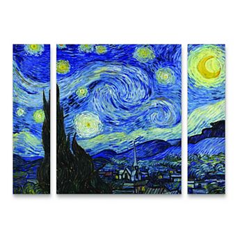 Vincent Van Gogh Starry Night Canvas Wall Art 3 pc Set