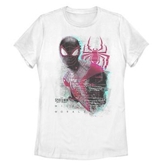 Juniors' Marvel Spider-Man Miles Morales Glitched Out Portrait Graphic Tee