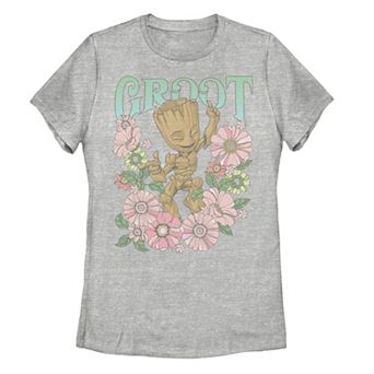 Juniors' Marvel Guardians of the Galaxy Classic Floral Groot Graphic Tee