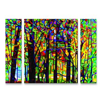 Mandy Budan Standing Room Only Trees Canvas Wall Art 3 pc Set