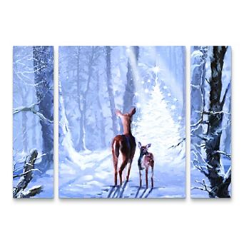 Christmas Magic Panel Canvas Wall Art 3 pc Set
