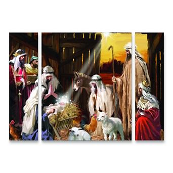 Nativity Christmas Canvas Wall Art 3 pc Set