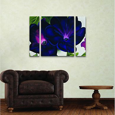 Georgia O'Keeffe Black and Purple Petunias Canvas Wall Art 3-piece Set