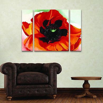 Georgia O'Keeffe Poppy Canvas Wall Art 3-piece Set