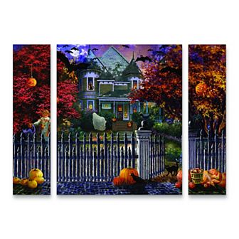 Halloween House Canvas Wall Art 3 pc Set