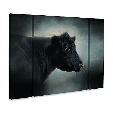 Portrait Of The Black Angus Cow Canvas Wall Art 3-piece Set