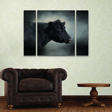 Portrait Of The Black Angus Cow Canvas Wall Art 3-piece Set