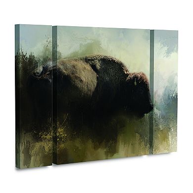 Abstract American Bison Canvas Wall Art 3-piece Set