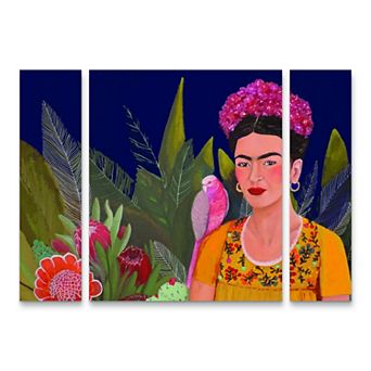 Sylvie Demers Frida A Casa Azul Revisitated Canvas Wall Art 3 pc Set