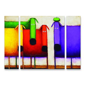 Rainbow Dogs Canvas Wall Art 3 pc Set