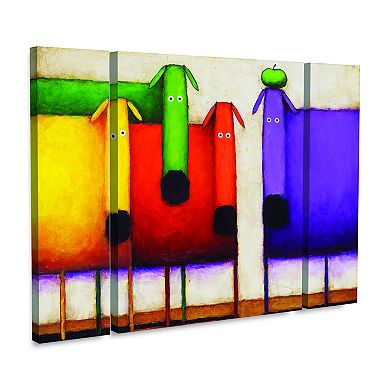 Rainbow Dogs Canvas Wall Art 3-piece Set