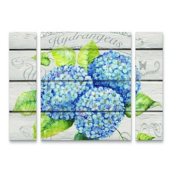 Blue Hydrangeas Canvas Wall Art 3 pc Set
