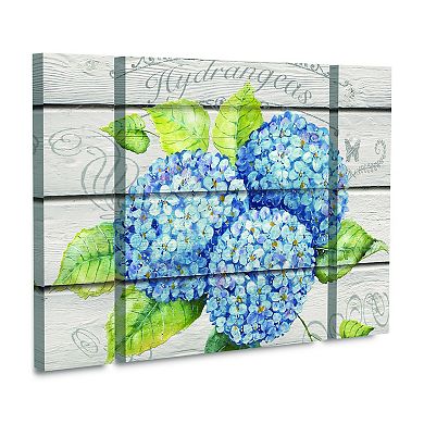 Blue Hydrangeas Canvas Wall Art 3-piece Set