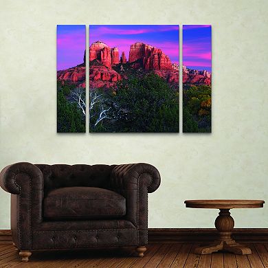 Trademark Fine Art Mike Jones Photo Sedona Cathedral Rock Dusk 3-piece Multi Panel Art Set