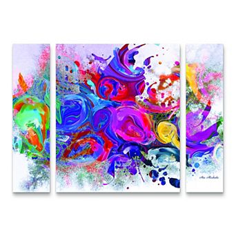 Trademark Fine Art Ata Alishahi Dark Color Explosion 3 pc Multi Panel Art Set