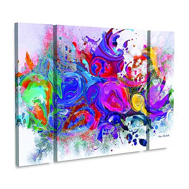 Trademark Fine Art Ata Alishahi Dark Color Explosion 3-piece Multi Panel Art Set