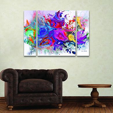 Trademark Fine Art Ata Alishahi Dark Color Explosion 3-piece Multi Panel Art Set