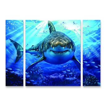 Trademark Fine Art Howard Robinson Stalking Shark 3 pc Multi Panel Art Set