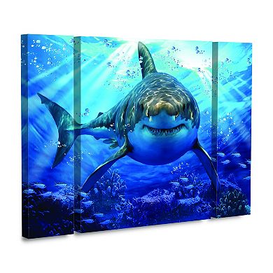 Trademark Fine Art Howard Robinson Stalking Shark 3-piece Multi Panel Art Set