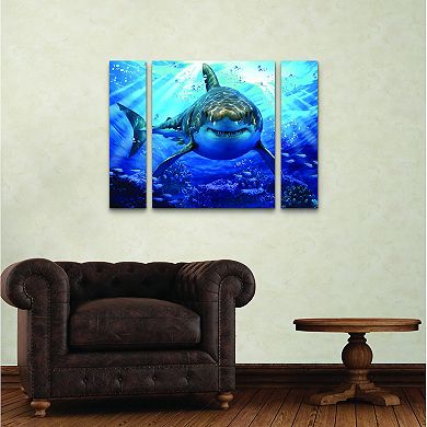 Trademark Fine Art Howard Robinson Stalking Shark 3-piece Multi Panel Art Set