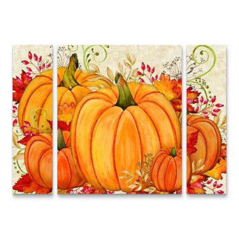 Trademark Fine Art Jean Plout Fall Pumpkins 3 pc Multi Panel Art Set