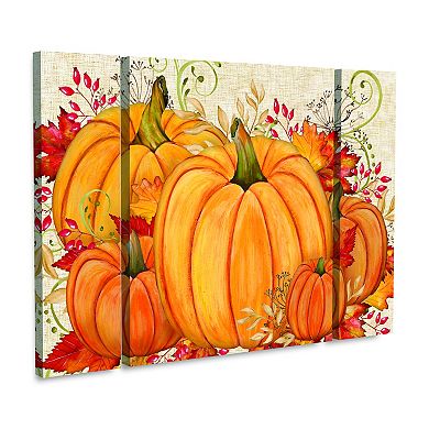 Trademark Fine Art Jean Plout Fall Pumpkins 3-piece Multi Panel Art Set