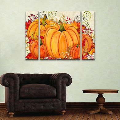 Trademark Fine Art Jean Plout Fall Pumpkins 3-piece Multi Panel Art Set