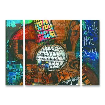 Trademark Fine Art Jennifer Mccully Music Feeds The Soul 3 pc Multi Panel Art Set